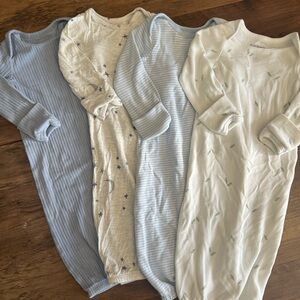Carter’s Long Sleeve Baby Gowns - Soft Blue & White Mix Newborn